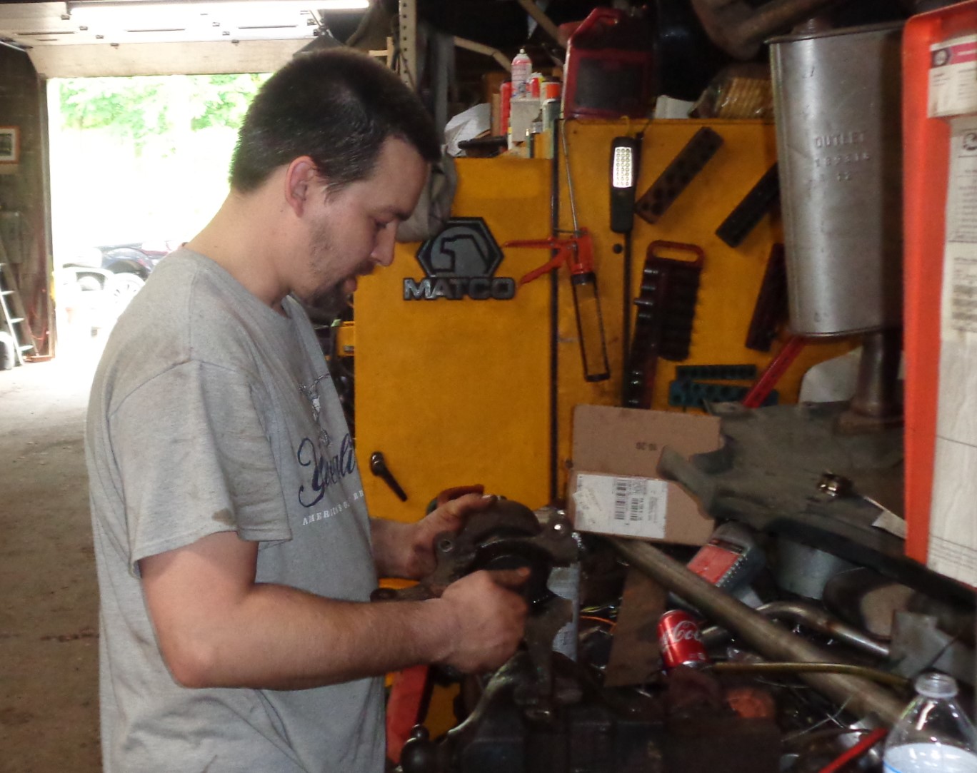Johnny repairs a steering knuckle...